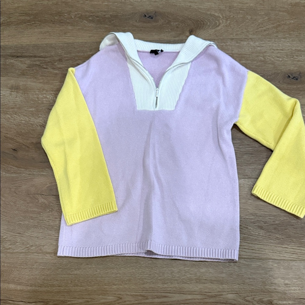Express V-Neck Sweater in Yellow and Pink